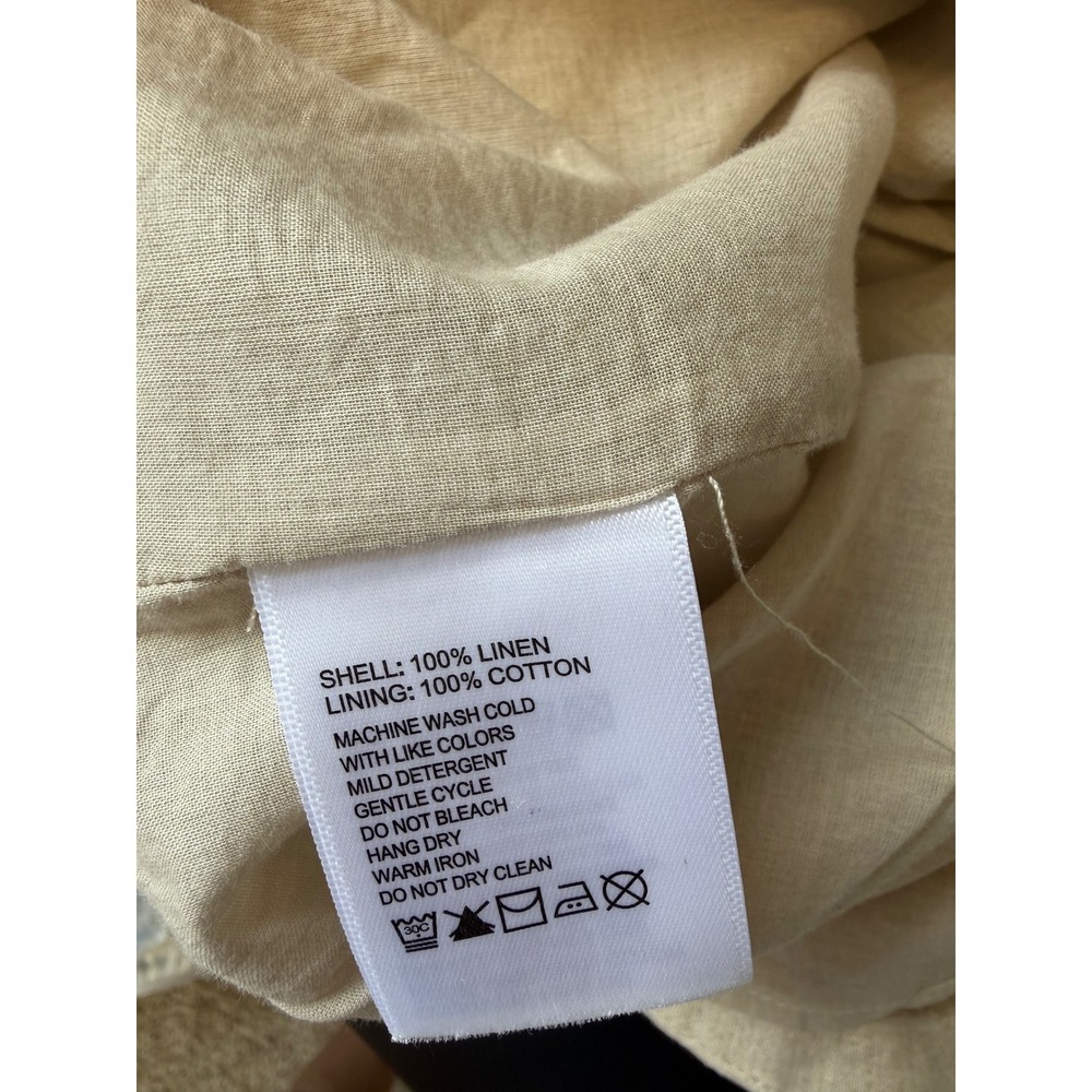Tommy Bahama Linen Blend Beige Ruffle Dress Sz Large Resort Vacation Coastal - Picture 8 of 8